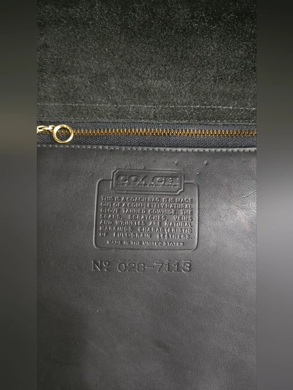 Vintage COACH Black Leather Briefcase Brass With Strap